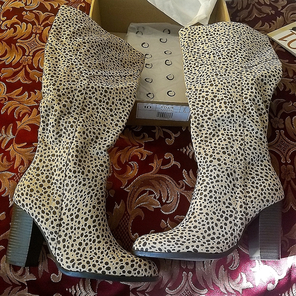 Animal Print Knee High Boots